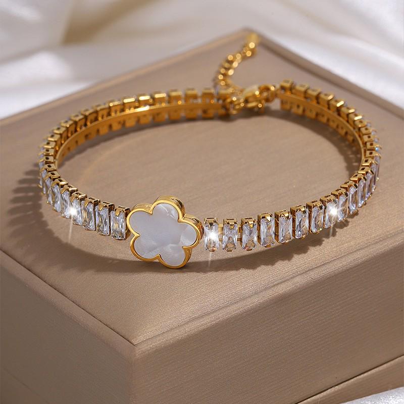 Korean Fashion Titanium Steel Diamond Inlaid Women's Luxury Bracelet
