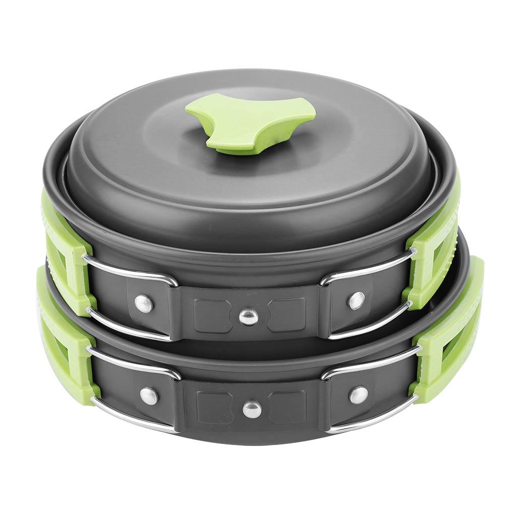 8PcsCelsiusset Portable Outdoor Travel Camping Picnic Cookware Cooking Pot Pan Bowel Set(Black)