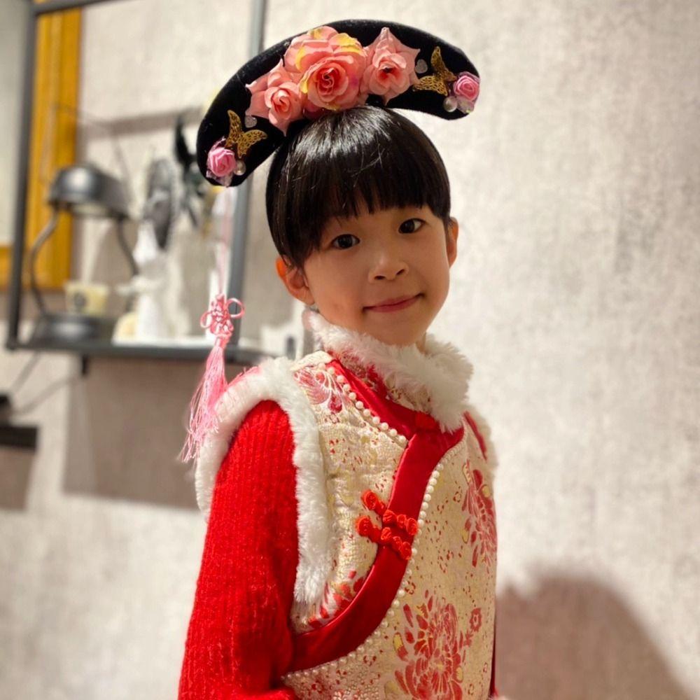 

Жемчужный обруч для волос в китайском стиле с длинной кисточкой, детские резинки для волос, классическая повязка на голову с цветком ханьфу, вечерние