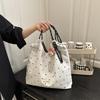 Women's Bag 2025 New Summer Simple Casual Style Tote Bag Canvas Bag Classic Polka Dot Shoulder Messenger Trendy Bag