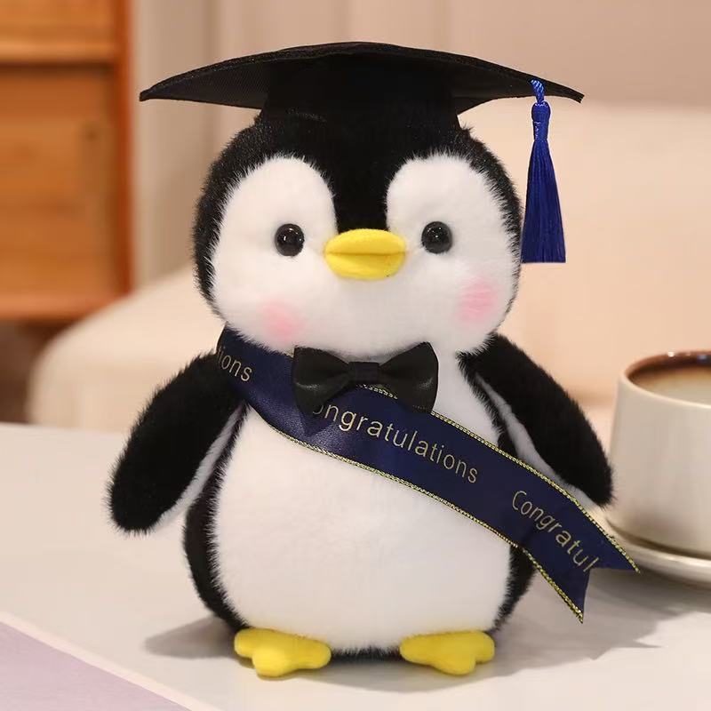 Cute Penguin Plush Toy With Hat Kawaii Stuffed Animal Cartoon Doll Soft Throw Pillow Kids Birthday Gift