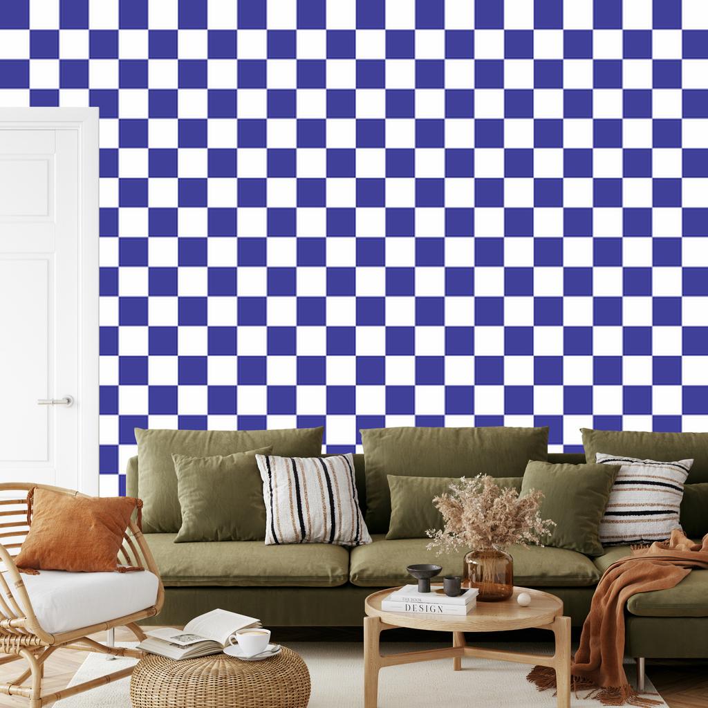 Checkerboard Wallpaper Blue and White, Blue Background 50x1000