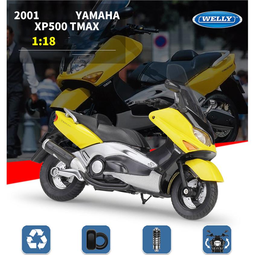 1/18 Scale Welly 2001 YAMAHA XP500 TMAX Alloy Motorcycle Model Diecasts Metal Toy Vehicles Motorcycle Model High Simulation Collection Childrens Gifts