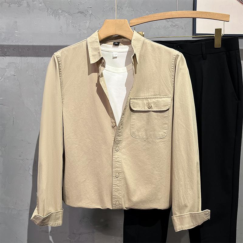 Autumn New Shirt Men's Long-sleeved Solid Color Simple Casual Versatile Lapel Shirt