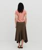 Sillot Asymmetric Low Cut Cotton Long Skirt (Khaki)