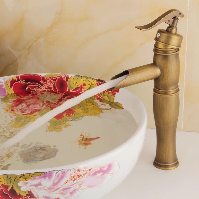 Retro Grey Bathroom Basin Faucet with Straight Spout