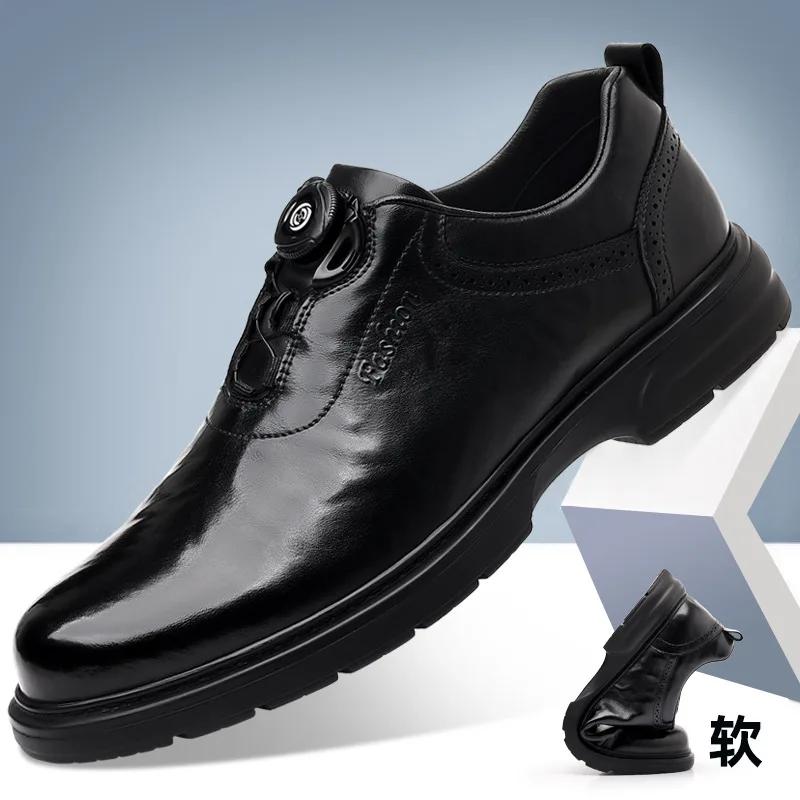 

Fashion Rotary Buttons Men s Dress Shoes 2025 Spring Autumn New Designer Leather Shoes for Men Fashion Casual Platform Shoe Male 38