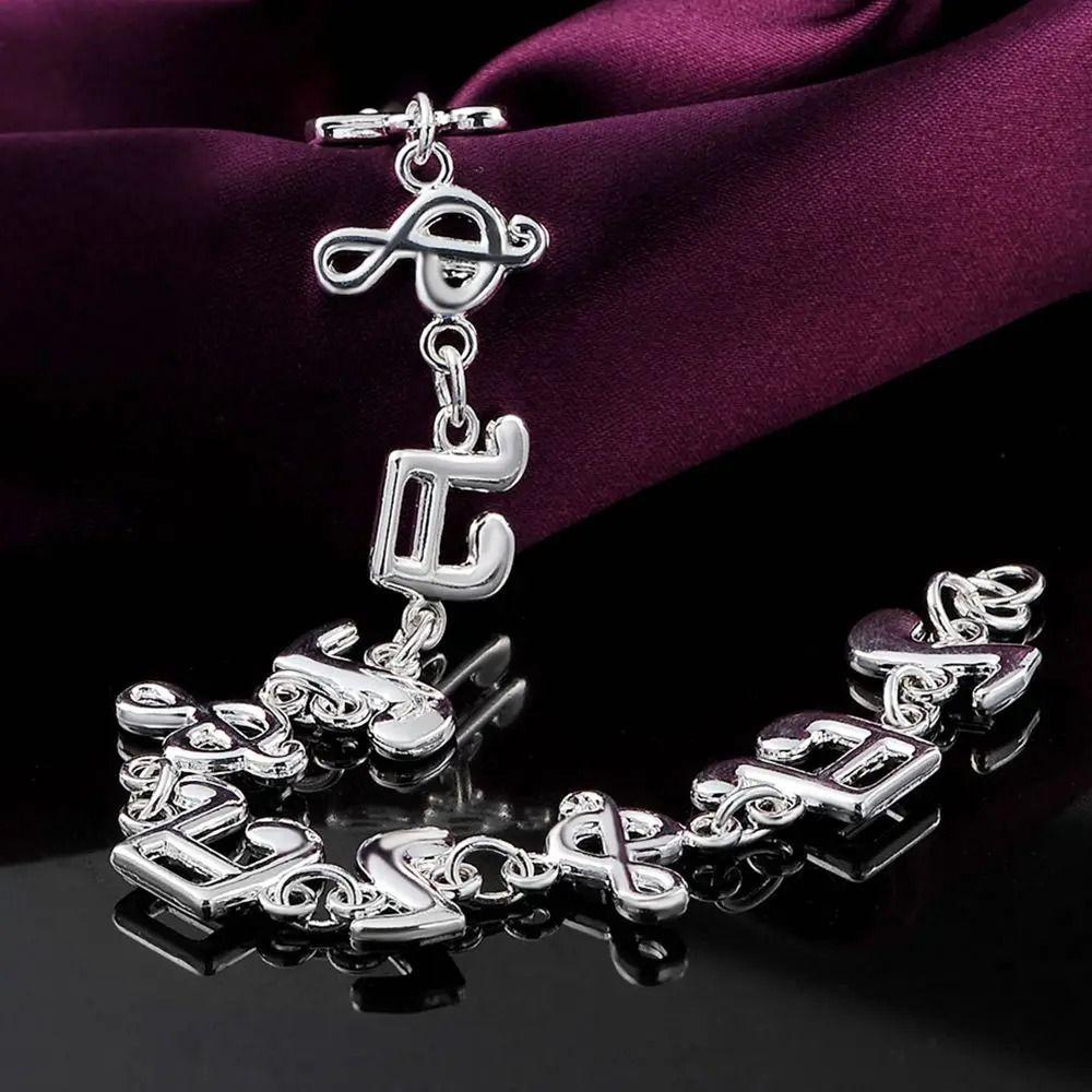 Adjustable Silver Bangle Aesthetic Eight Note Hand Chain Beautiful Music Note Bracelet  Girl