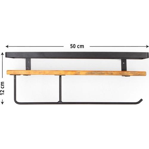 Güven Decorative Decorative Wooden and Metal Spice Rack Multi-Purpose Kitchen Bathroom Shelf