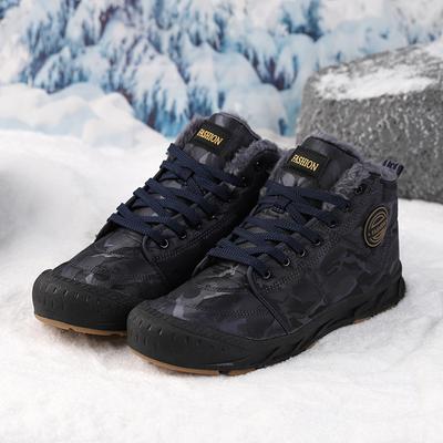 Herren Winter Warme Schneestiefel Rutschfest Schnürschuhe Wasserabweisend Kunstfellgefüttert Stiefeletten Schuhe Outdoor High-Top Wandern Walking Sneakers für Herren