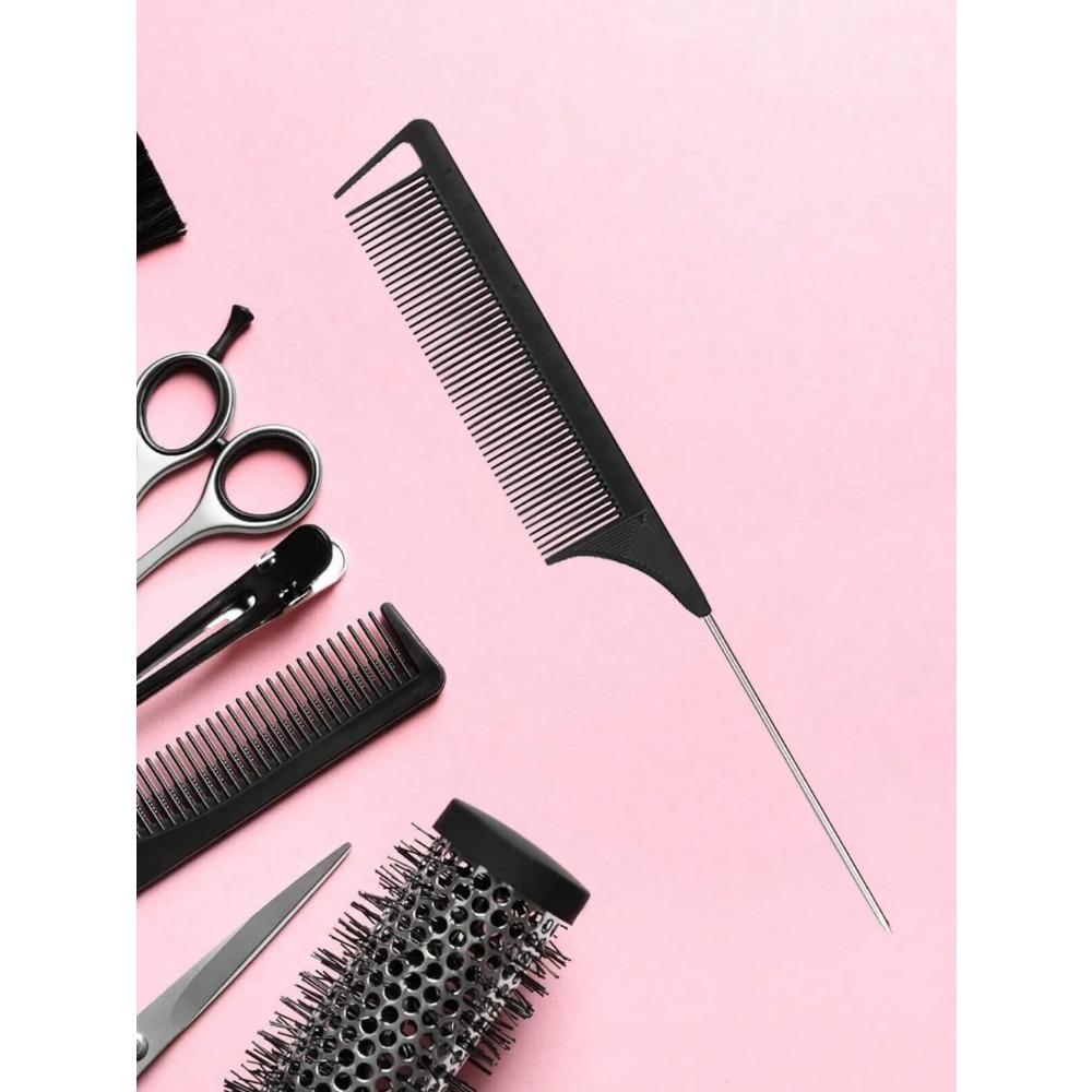 Stainless Steel Pointed Tail Comb, Professional Hair Styling & Parting Comb, Salon Hairdressing Tool,Suitable for Real Hair Wigs