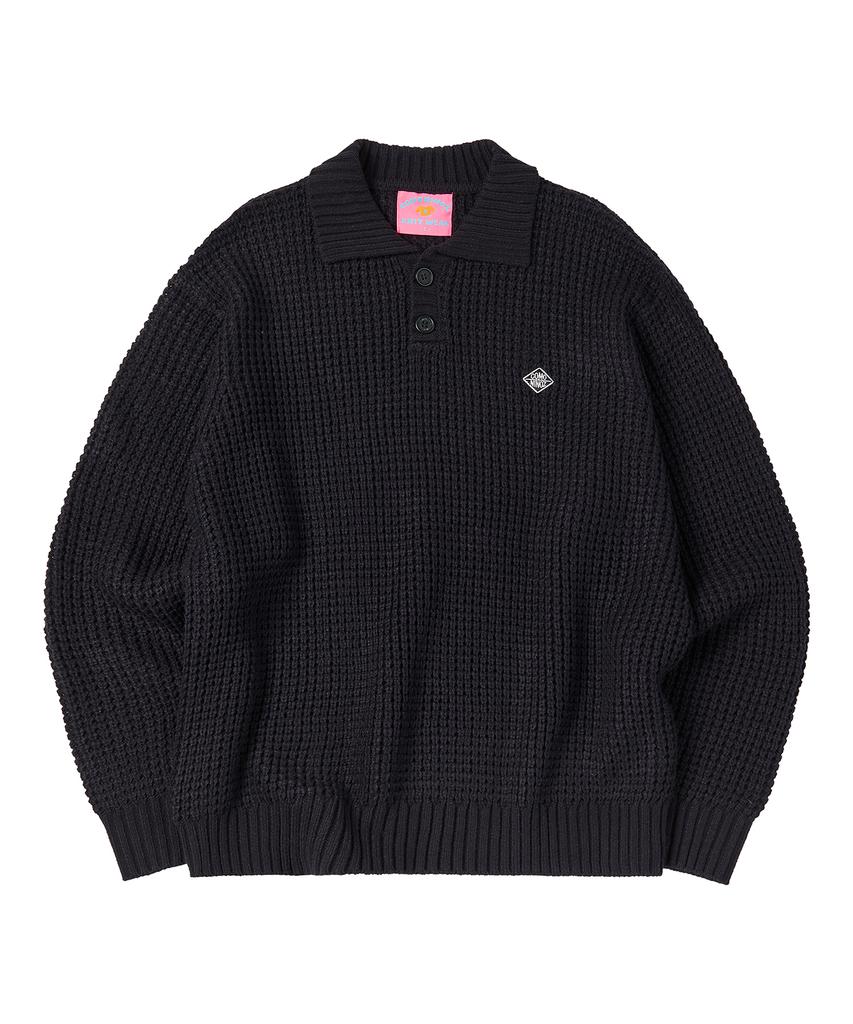 COMONINOZ Waffle Collar Knit [Navy]