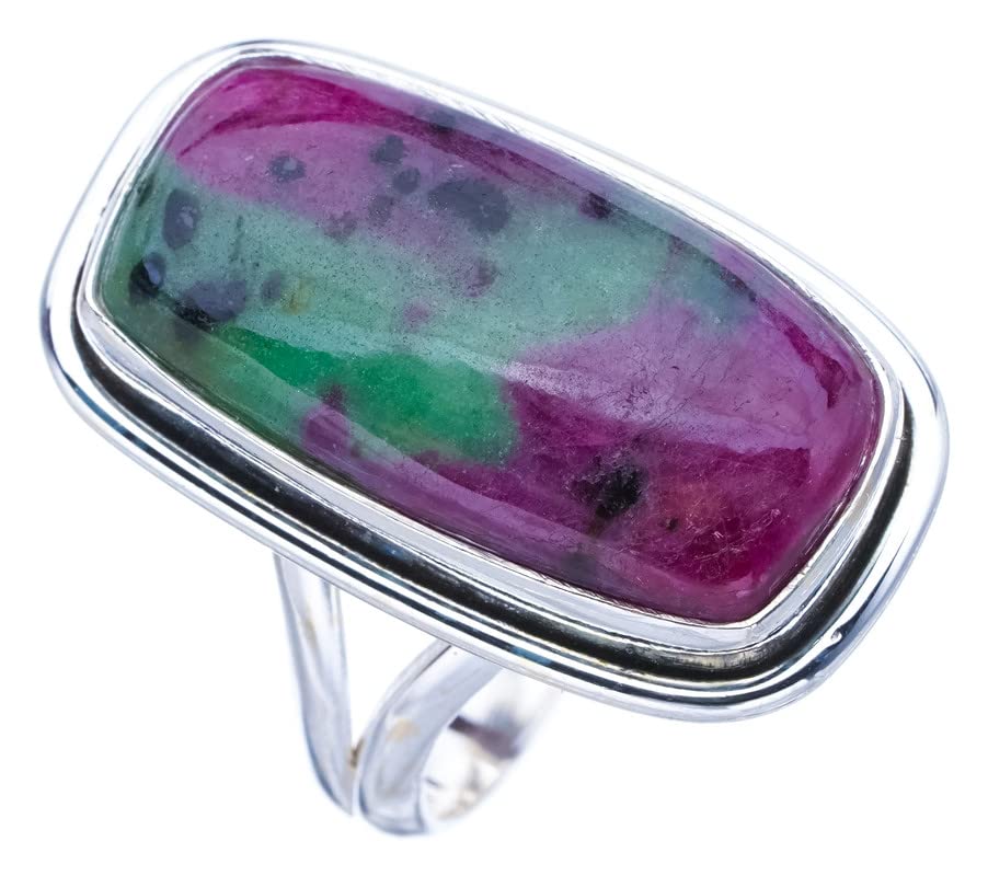 

StarGems® Natural Ruby Zoisite Handmade 925 Sterling Silver Ring 8.25 F1338