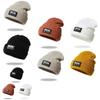 Knitted Hat For Adults With Alphabet Patch Windproof Warm Winter Headgear For Outdoor Skiing