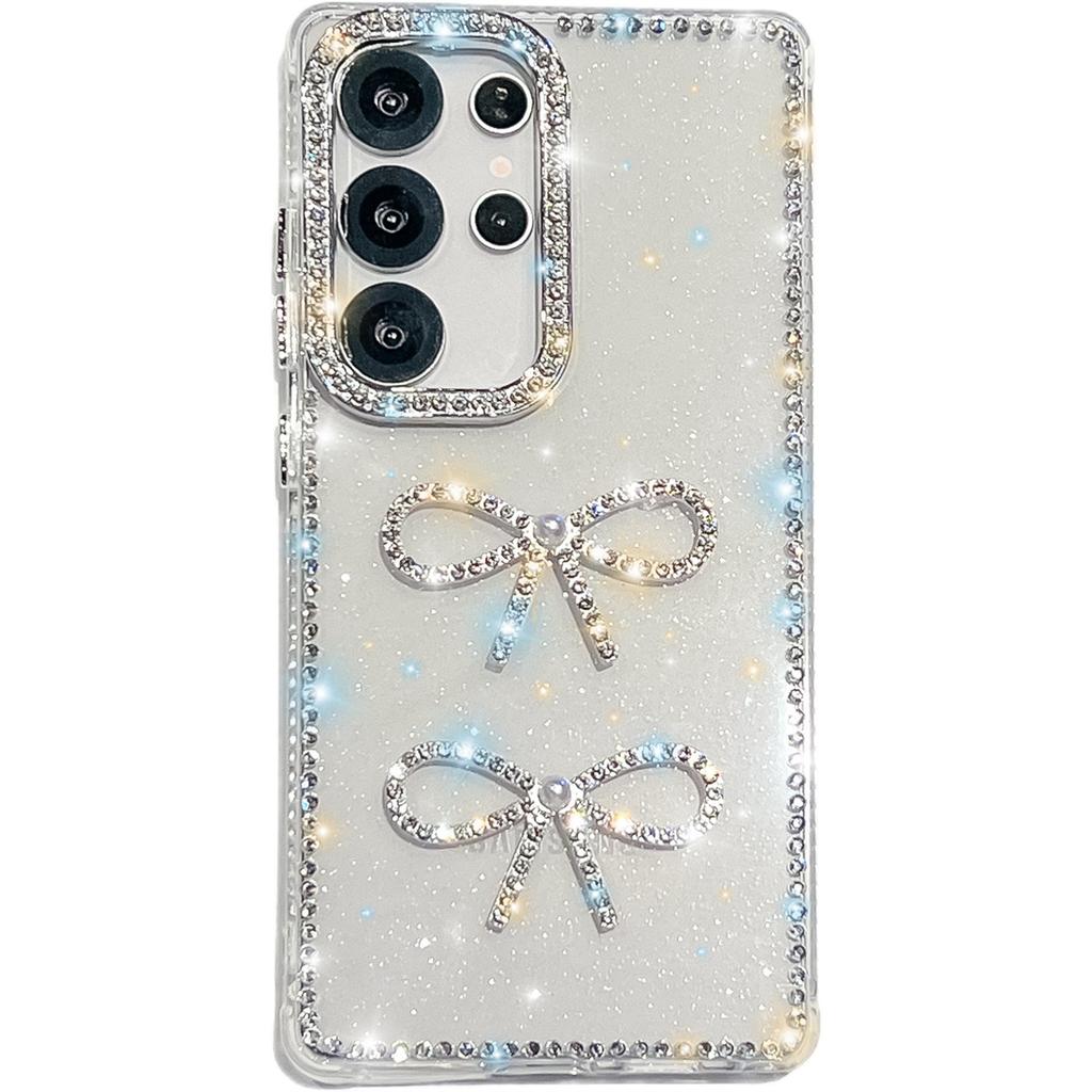 Handmade Sparkly Diamond Bowknot IMD Phone Case, Compatible with Samsung S23 Ultra/S24/S25 & A07/A15/A16/A17/A26/A35/A36/A55/A56