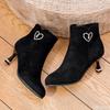 New Spring Autumn Fashionable Versatile Pointed High Heels Short Boots Women Elegant Simple warm Side Zipper Women's Shoes