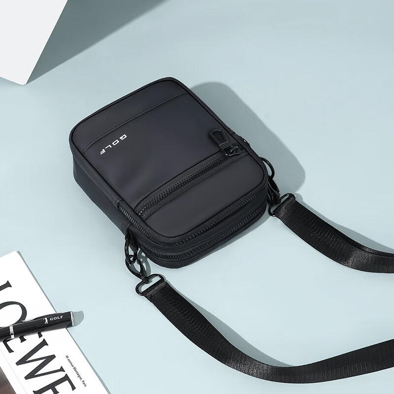 GOLF Casual Crossbody Bag, Lightweight Phone Pouch, Water-Resistant Sport Bag, Black