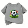 Football Design T-Shirt Printed T Shirt Boy Summer Clothes Short Sleeve Tops T-Shirts Cute Girls Clothing Kids Tee