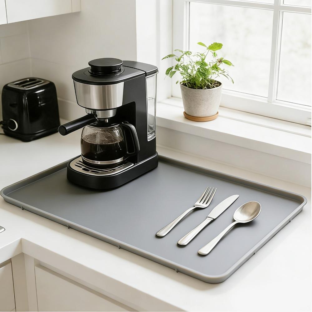 Light Gray Coffee Bar Mat Waterproof Non-Slip Bar Mat Coffee Maker Mat Under Espresso Machine