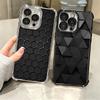 Carbon Fiber Cool Pattern Plating Phone Case For Iphone 16 17 Pro Max Air 16E 14 15 Plus 12 13 Mini Anti-Fall Airabag Cover