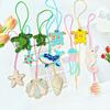 3D Ocean Theme Patches Handmade Rhinestone Beaded Patches with Hanging Rope Crystal Bag Lanyard Patch Beading Applique