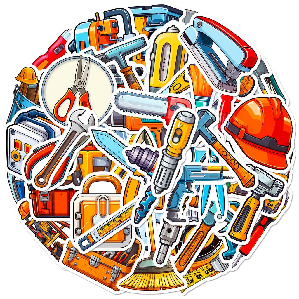50 Nye Verktøy Konkurranse Collage Papir Barne Tegneserie Elektrisk Drill Sag Øks Reparasjonsverktøysett