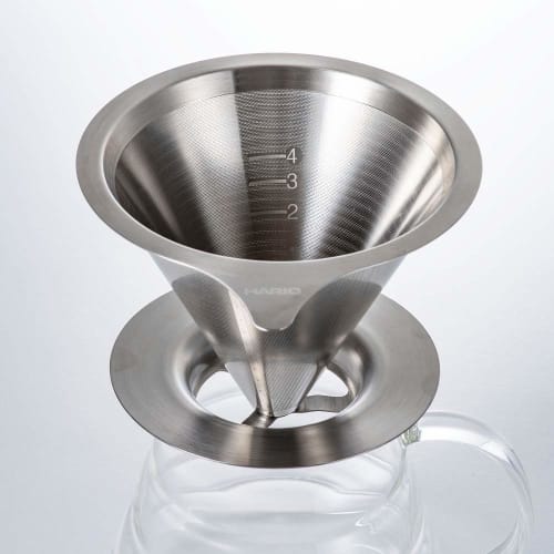 HARIO Dripper in Metallo a Doppia Maglia per 1-2 Tazze Argento Satinato DMD-01-HSV