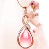 Korean Style Pink Rose Quartz Women's Necklace - Gentle Tone Clavicle Pendant