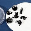 1Pc Cat Brooch Jewelry Gifts Cartoon Animal Lapel Pins Bag Accessories Clothing Decor Cute Badges Black Kitten