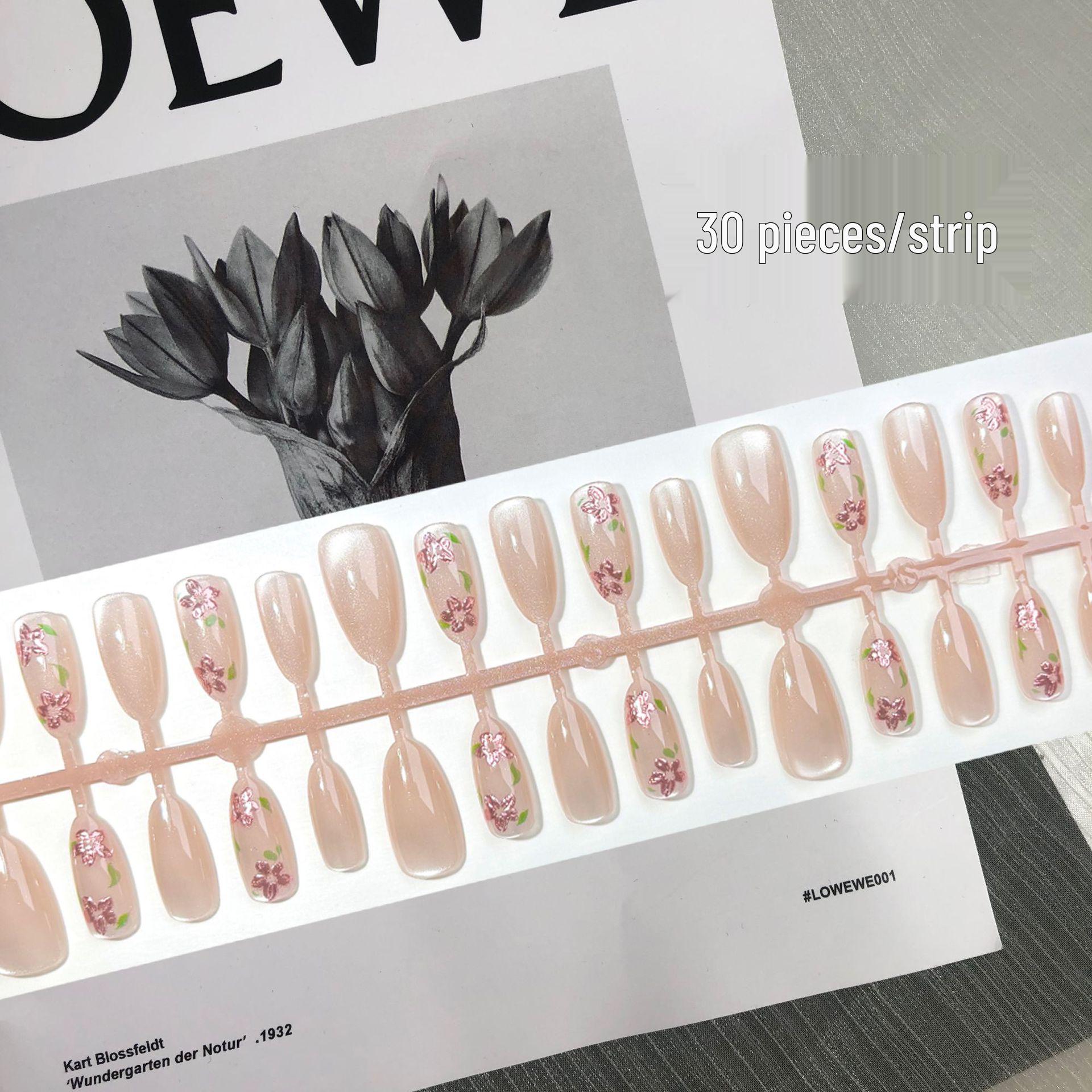 

Розовое золото, нюдовые, кошачий глаз, миндалевидные накладные ногти с цветочными стеклянными бусинами – Набор из 30 штук Rose Gold Flower Glass Bead Full M Set