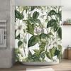 Green leafy floral shower curtain with fresh botanical print for bathroom decor modern bathroom accessories set by TaurusDuan on