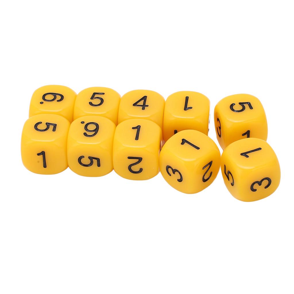 20KS 6stranných číselných kostek Design s kulatými rohy Plastová sada kostek Stolní hra Učební pomůcky Žlutá