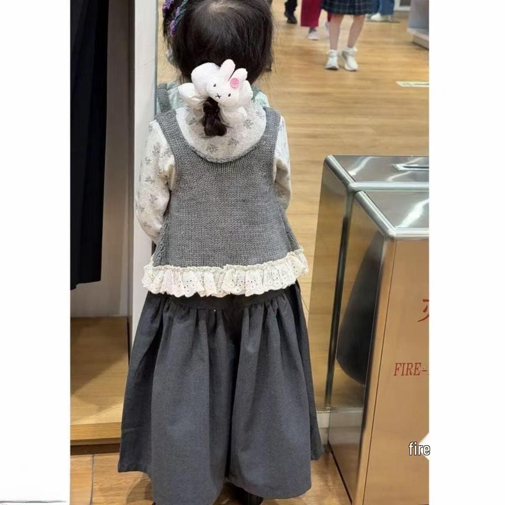 2025 Mädchen Trendiges Mode-Weste-Set im koreanischen Stil - Modisches Kinder-3-teiliges Outfit