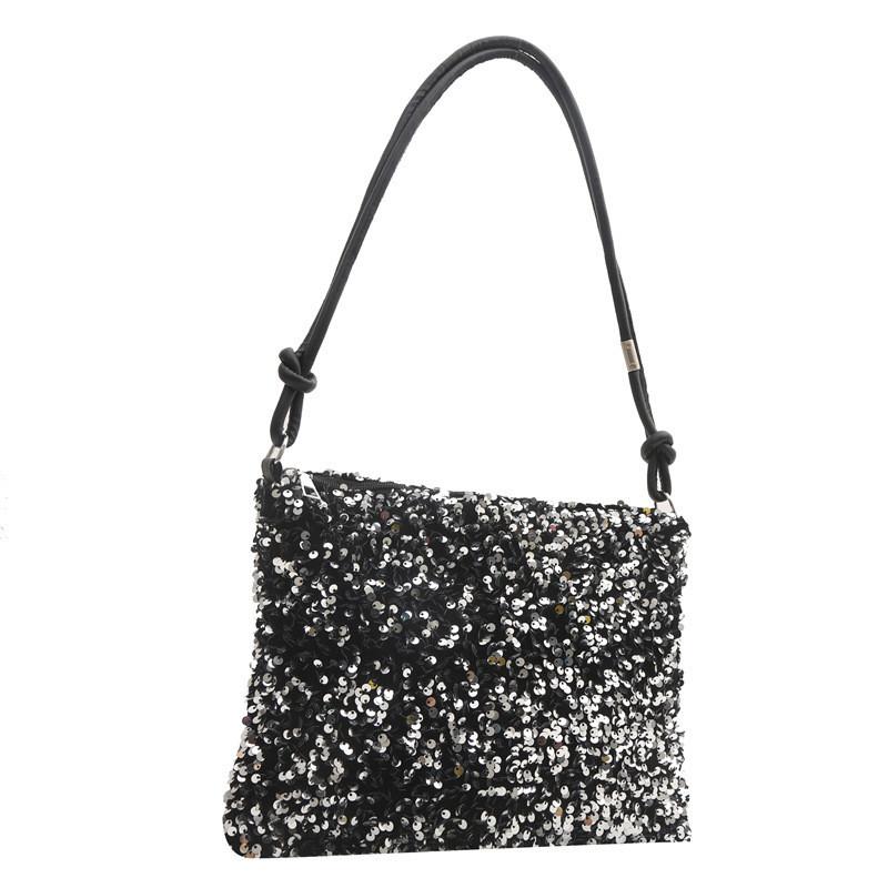 Trendy Sequin Handbag Women's 2024 Spring Latest Fashion Big Capacity Armpit Shoulder Bag Popular Small Square Bag