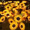Solar Powered Sunflower Simulation LED Lights 1/3 Heads Garden Yard Lawn Night Landscape Lamp Christmas Decor Flower Light