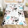 Milk Cow Pattern Bedding Set King Queen Animals Theme Comforter Cover Chocolate Brown Duvet Cover Cute Kawaii Cattle Quilt Cover