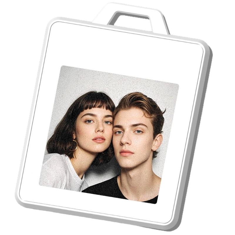 

1.54inch Color Screen Electronic Badges For Photos And Contact Info With Keychain Design Mini Luggage Label белый