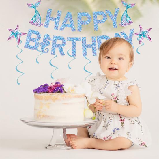 1 Sada Ekologický Topper na Cupcake Snadno Zavěsit Skvělý Banner Mořská panna Ozdoba na Narozeniny Dívky