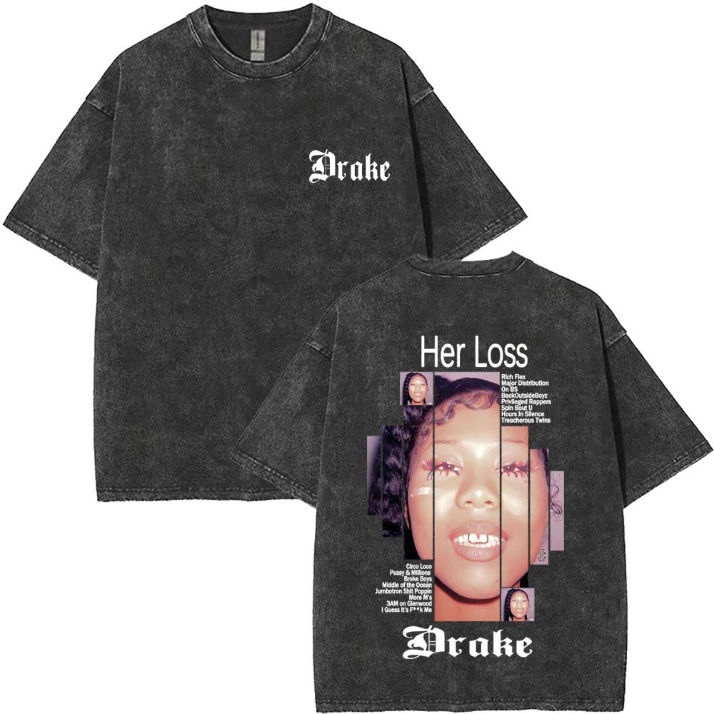 T-shirt Graphique Vintage Lavé Drake Album Cover Rapper Hommes Femmes Hip Hop Mode Pop Musique T-shirts Homme Oversize Streetwear