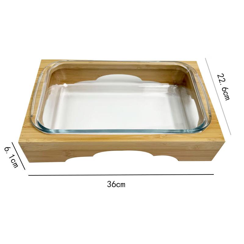 Стеклянная фруктовница Qinkai на бамбуковой подставке