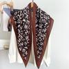 Korean retro geometric pattern triangle scarf women's literary and versatile decorative headscarf waist scarf silk scarf women's neck advanced sense