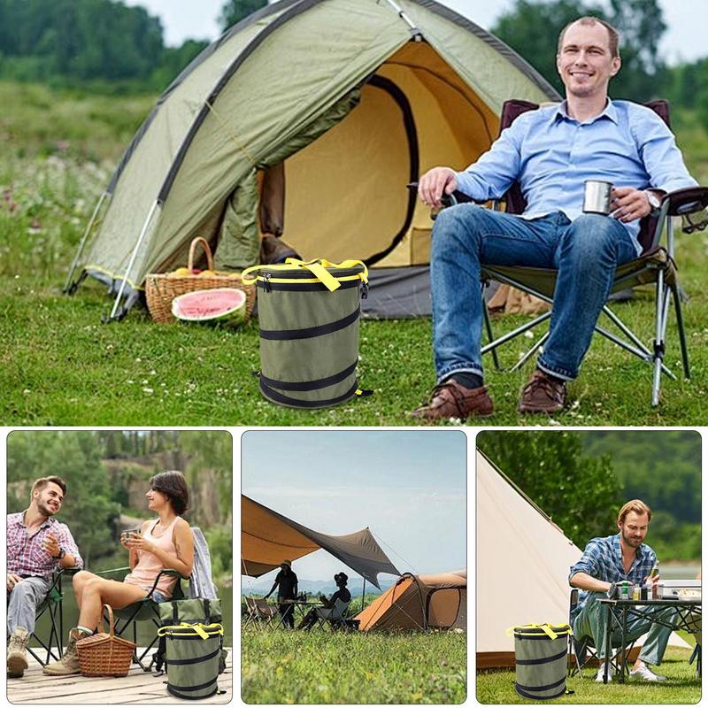 Folding Camping Bucket Outdoor Bucket Folding Storage Trash Bin Water Container Organizer With Lid & Handle For Camping Fishing