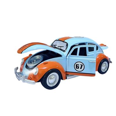 Simulering 1/18 Skala Klassisk Bubbla 1955 Bilmodell Samling Ljud och Ljus Barn Pojke Leksaksfordon Gåva Heminredning