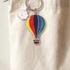 Keychain Pendant Enamel Rainbow Hot Air Balloon Charm Key Holder with Smiling Cloud Decorative Backpack Accessory