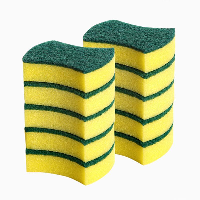 Double-Sided Kitchen Sponge Scrubber with Waist Shape, Multipurpose Dish Cleaning Pad for Tough Stains and Grime