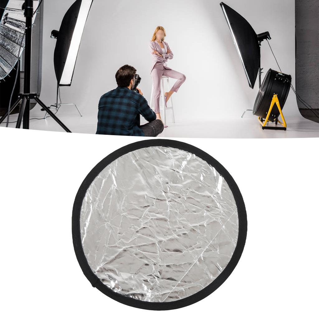 Silver White 2 In1 Reflector Portable Round Photography Light Reflector for Live Lighting