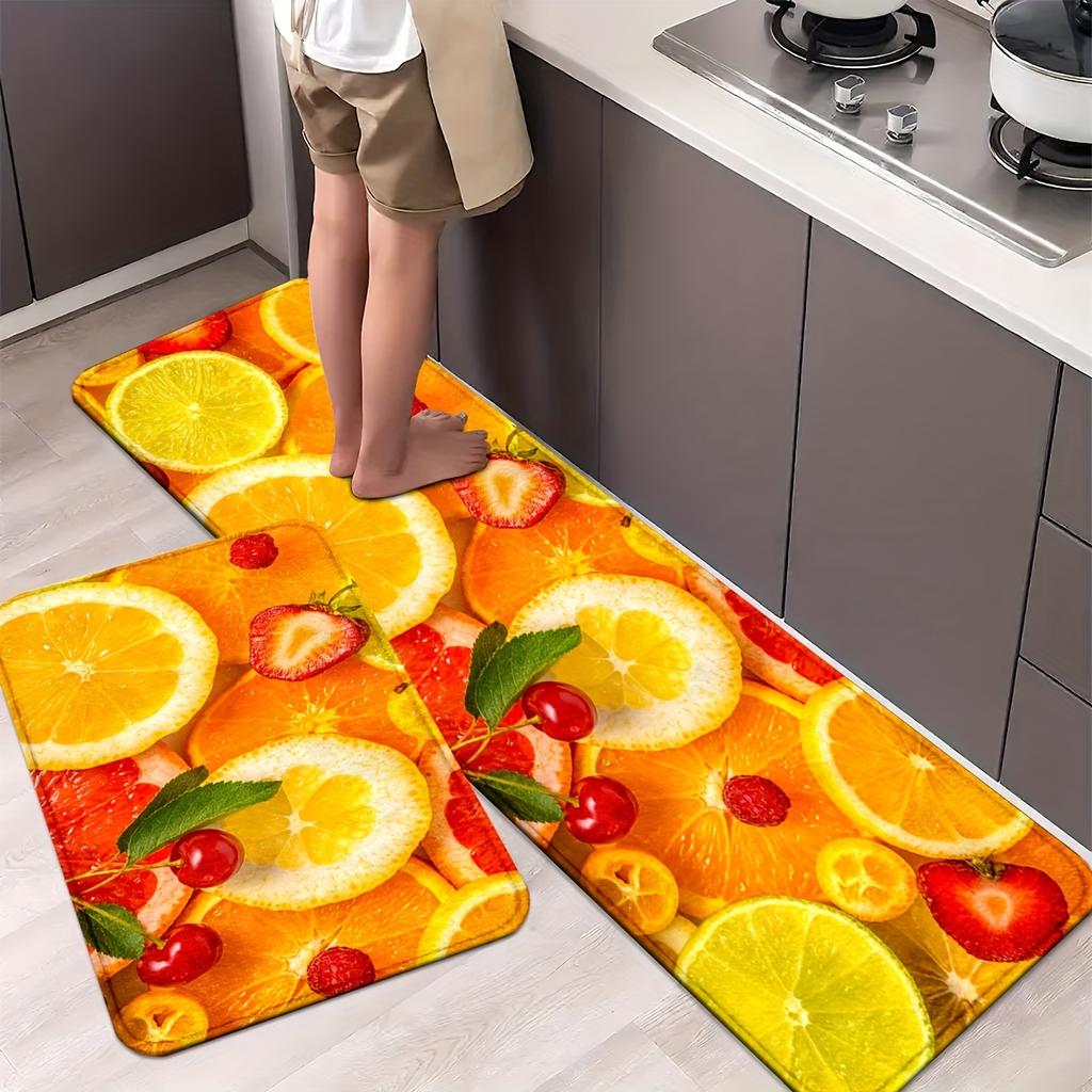 1Pcs Anti Fatigue Kitchen Rugs,  Luxury Fruit Print Waterproof Non-Slip Thick Cushioned Kitchen Mat Heavy Duty Comfort Standing Mat for Kitchen