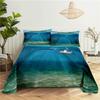 Seaside Scenery 0.9/1.2/1.5/1.8/2.0m Digital Printing Sturdy Polyester Bed Flat Sheet With Pillowcase Print Pattern Bed Ensemble
