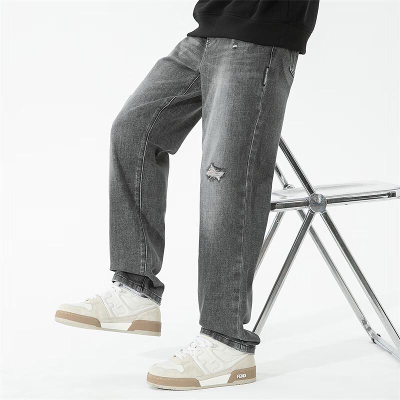 Mark Fairwhale Trendy Ripped Men's Vintage Straight-Leg Jeans