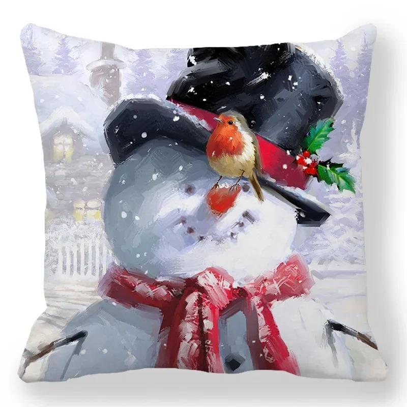 1 piece of Christmas Day party decoration pillowcase Winter Snowman animal print cushion suite room home decoration gift